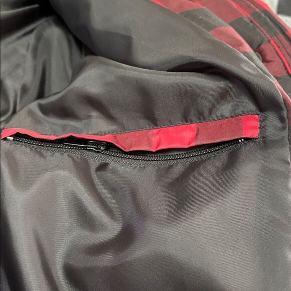 Lauren Ralph Lauren DOWN Buffalo Plaid Red Black Puffer Hooded Parka Coat M - Picture 10 of 16